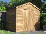 overlord apex roof garden shed 2.4 x 1.8 closed door