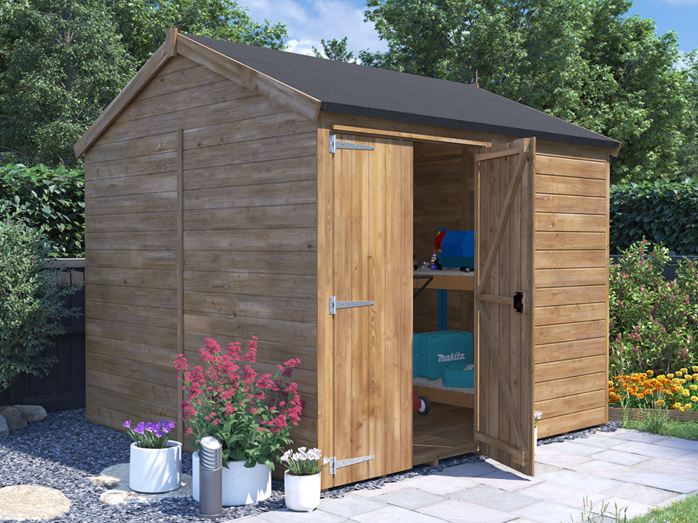 overlord reverse apex garden shed 2.4 x 2.4 closed