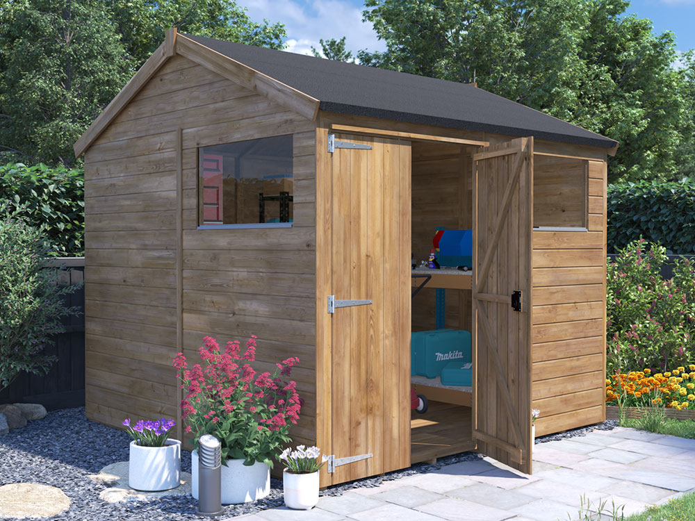 overlord reverse apex garden shed 2.4 x 2.4 closed