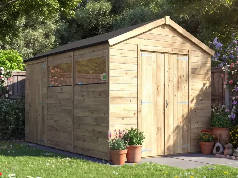 Pressure Treated 15mm Overlord Modular Apex Shed with Additional Single Door