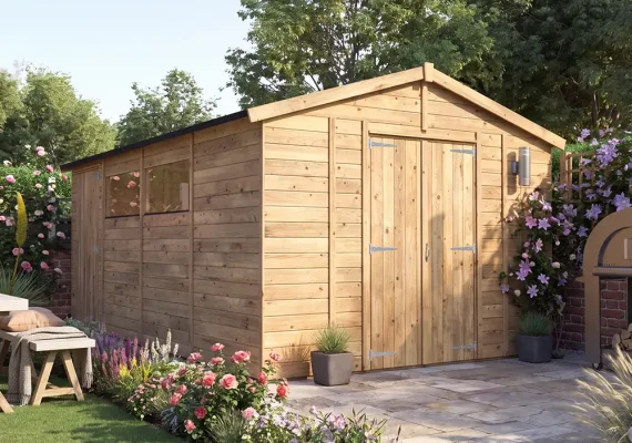 Pressure Treated 15mm Overlord Modular Apex Shed with Additional Single Door