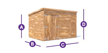 Overlord pent shed 3.0 x 2.4 measurement outlines