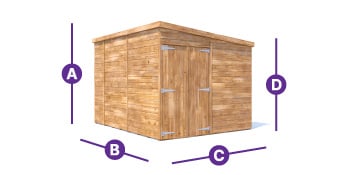 Overlord reverse pent shed 2.4 x 3.0 measurement outlines