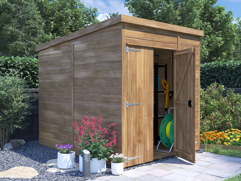 overlord garden shed with pent roof 1.8 x 2.4 closed