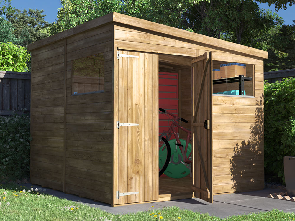 overlord reverse pent roof shed 2.4 x 2.4 closed