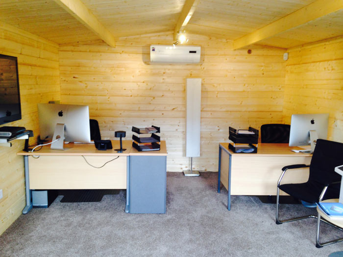 rhine log cabin garden office interior image