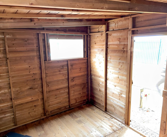 overlord modular pent shed 3.0 x 2.4 interior customer image