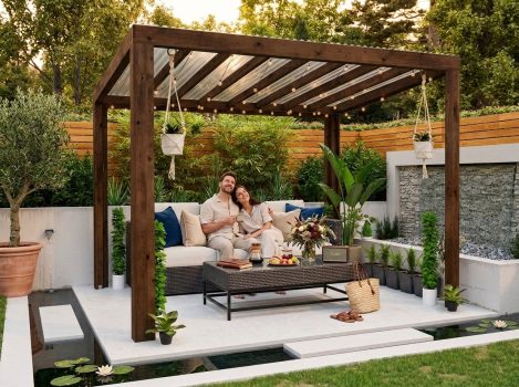 Pressure Treated TerraCube Pergola With Clear Roof