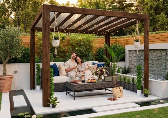Pressure Treated TerraCube Pergola With Clear Roof