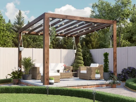Pressure Treated TerraCube Pergola With Clear Roof