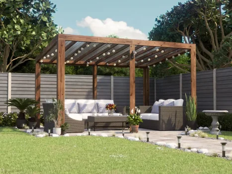 Pressure Treated TerraCube Pergola With Clear Roof