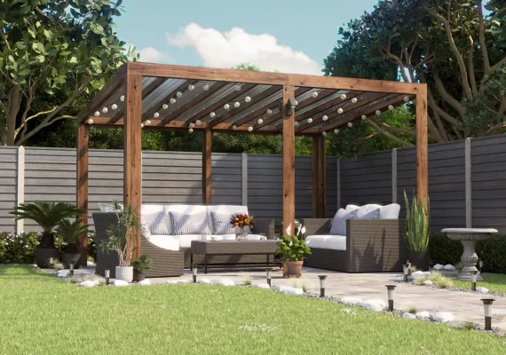 Pressure Treated TerraCube Pergola With Clear Roof