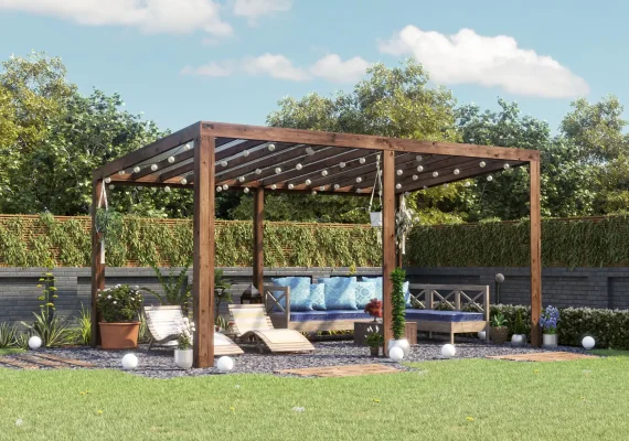Pressure Treated TerraCube Pergola With Clear Roof W5.0m x D3.0m
