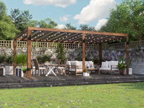Pressure Treated TerraCube Pergola With Clear Roof