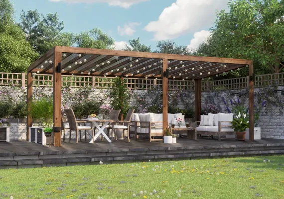 Pressure Treated TerraCube Pergola With Clear Roof