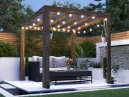 Terracube clear roof garden pergola 2.5 x 2.5 night