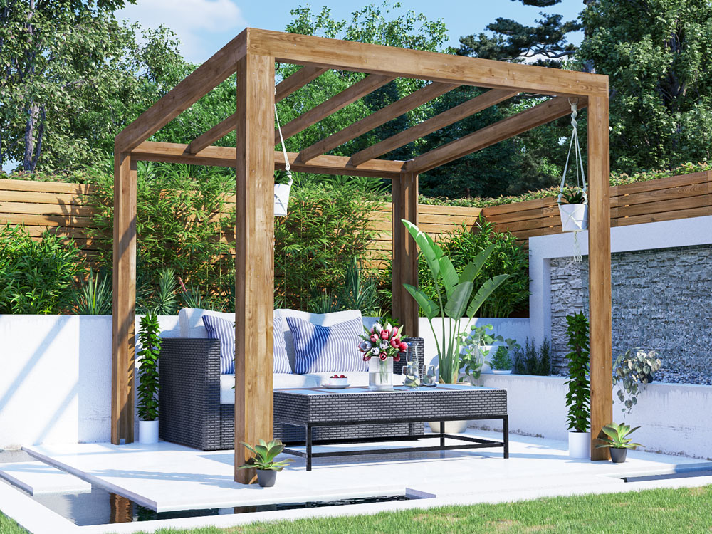 terracube wooden pergola 2.5 x 2.5 wacky