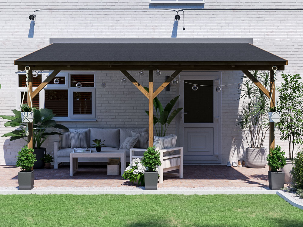Garden Lean To Gazebo Pressure Treated Wooden Wall Mounted Shelter Canopy