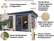 Dominator 3.5m x 4.5m Garden Office Dunster House building outdoor living home spider diagram key features