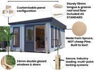 Dominator 3.5m x 5.5m Garden Office Dunster House building outdoor living home spider diagram key features