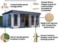 Dominator 5.5m x 3.5m Garden Office Dunster House building outdoor living home spider diagram key features