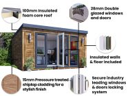 Titania 4.5m x 3.5m Garden Office Dunster House garden building outdoor living spider diagram key features