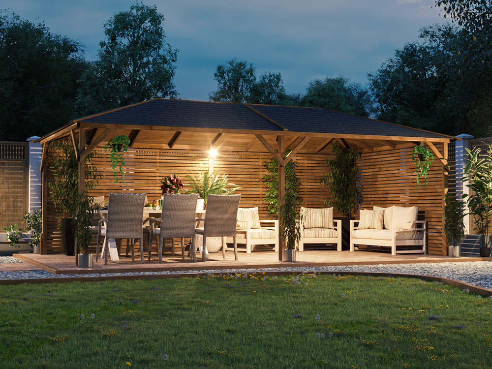 Utopia 630 Slatted Wall Gazebo W6m x D3m | Dunster House