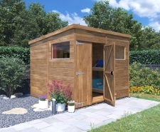 Wooden pent shed