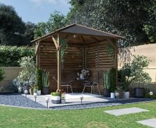 Wooden gazebo with sides