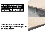 Log Cabin sturdy 19mm tongue and groove roof and floor included as standard no extra cost