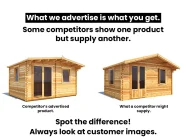 Log Cabin what we advertise is what you get spot the difference look at customer images