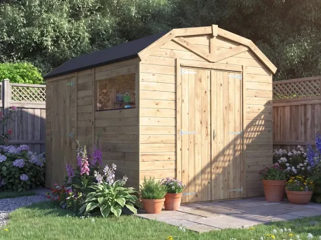Pressure Treated 15mm Overlord Modular Dutch Barn Shed with Additional Door