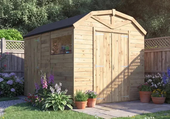 Pressure Treated 15mm Overlord Modular Dutch Barn Shed with Additional Door W2.4m x D3.0m