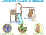 BalconyFort Climbing Frame with Single Swing, HIGH Platform, Tall Climbing Wall & Slide Accessories Included