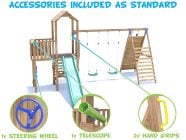 BalconyFort Climbing Frame with Double Swing, HIGH Platform, Tall Climbing Wall & Slide Included Accessories