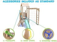 BalconyFort Climbing Frame with LOW Platform, Monkey Bars, Cargo Net & Slide accessories included