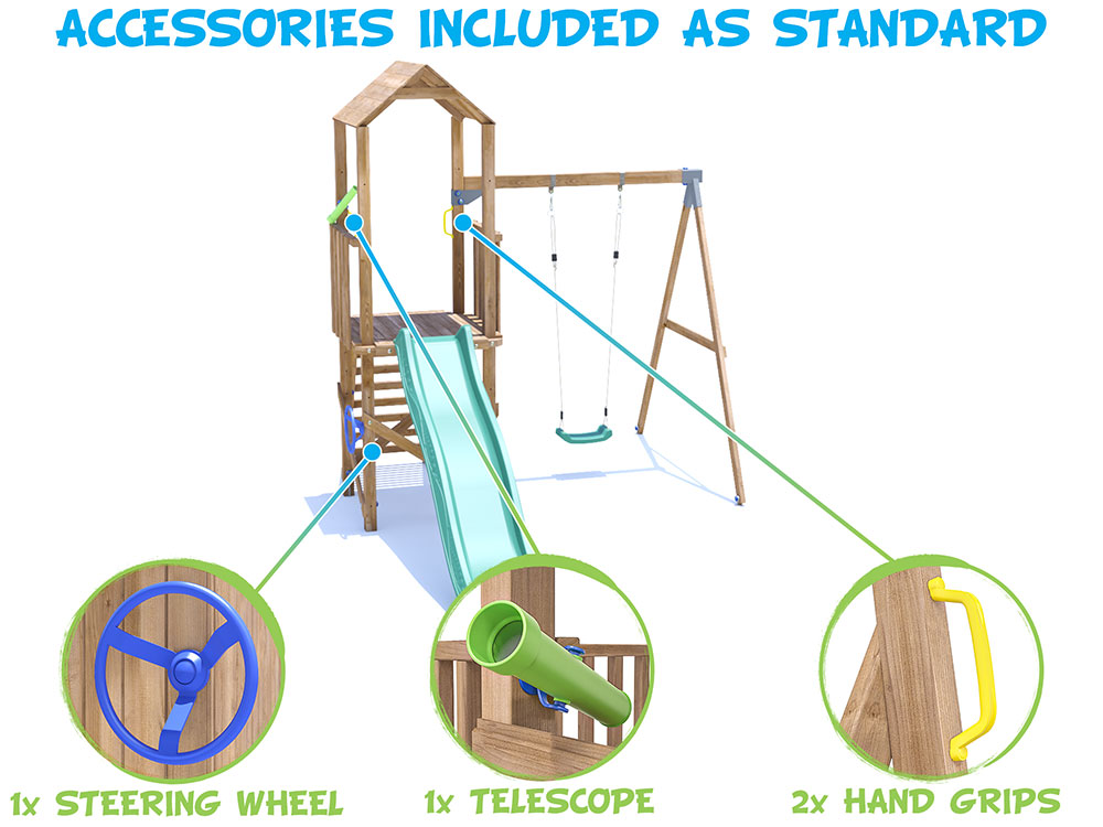 SquirrelFort Climbing Frame with Single Swing