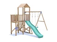 BalconyFort Climbing Frame with Double Swing, HIGH Platform & Slide