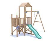 BalconyFort Climbing Frame with Single Swing, LOW Platform & Slide