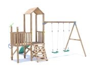BalconyFort Climbing Frame with Double Swing, LOW Platform & Slide