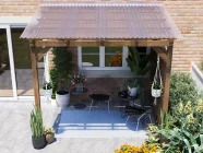 Brise Soleil Pergola With Clear Roof and Louvre Privacy Panel - Louvre Closed