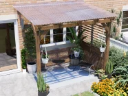 Brise Soleil Solar Shading Pergola With Clear Roof and Louvre Side Panel 2.6m x 1.8m