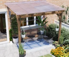 Brise Soleil Solar Shading Pergola with Clear Corrugated Roof 2.6m x 1.8m