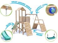 FrontierFort Swing Set With Climbing Walls Features