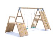Double swing set fox cub with climbing Rope