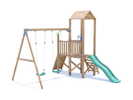 FrontierFort Climbing Frame with Double Swing, LOW Platform & Slide