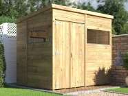 overlord 2.4m x 1.8m garden shed pent roof with window double door