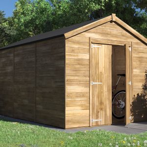 Overlord Apex 2.4m x 3.6m solid wall open secure door outdoor garden storage Dunster House