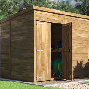 Wooden pent garden shed