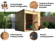 overlord 2.4m x 1.8m garden shed pent roof features